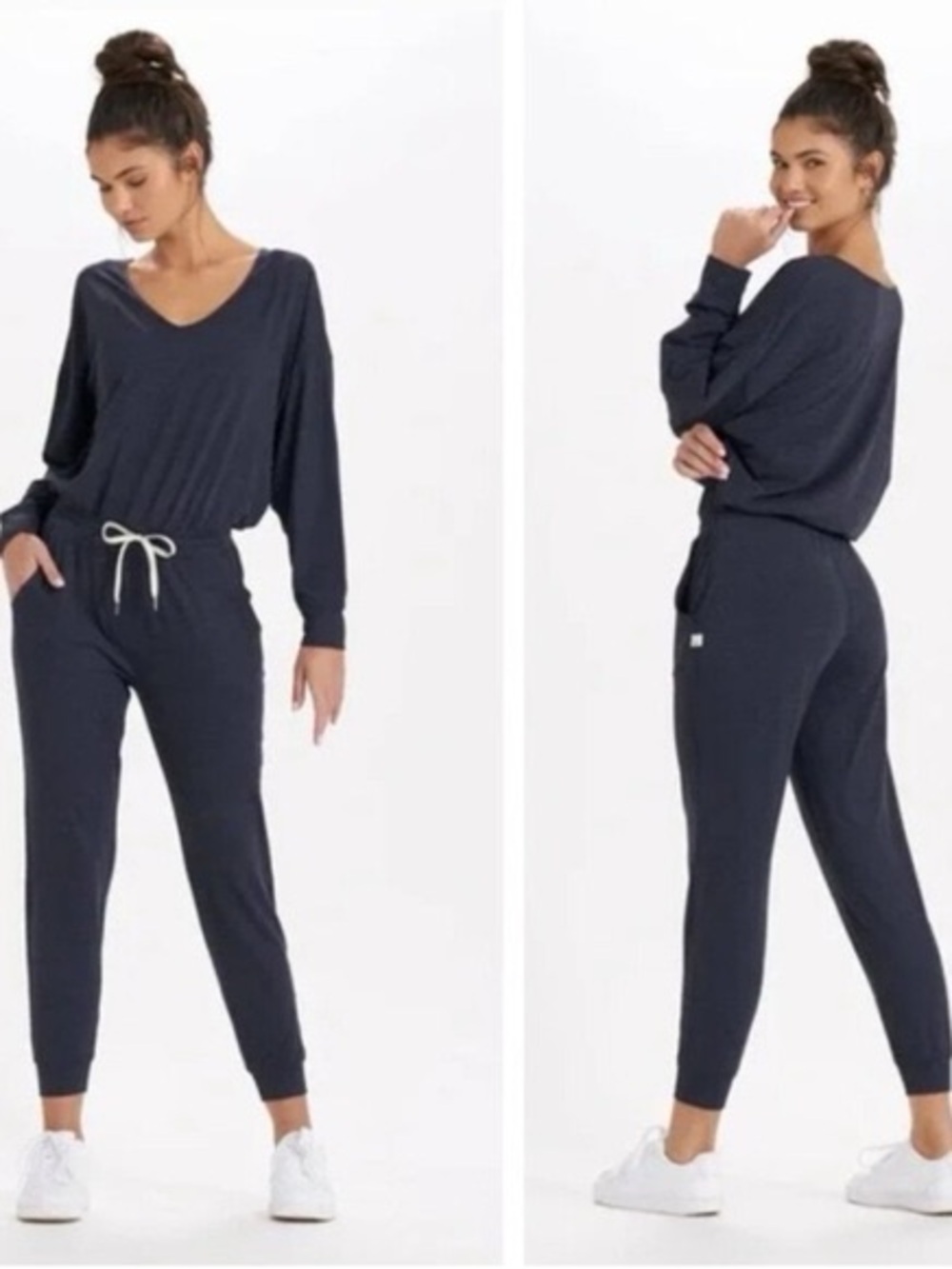Vuori Lux Long Sleeve V-Neck Jumpsuit Midnight Heather Size XS
